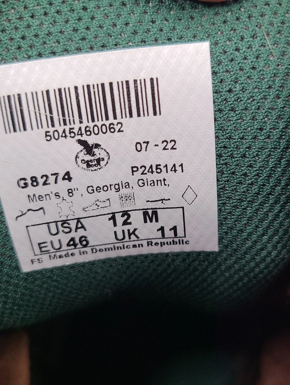 Georgia Boot Men's Work Boots Size 12 M Brown Leather 8